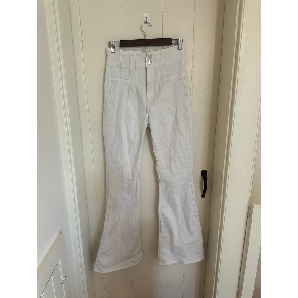 Free People We The Free Jayde White High Rise Flare Jeans 28